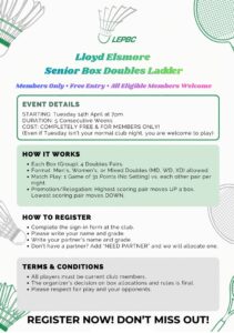 Senior Box Doubles Ladder | Lloyd Elsmore Badminton